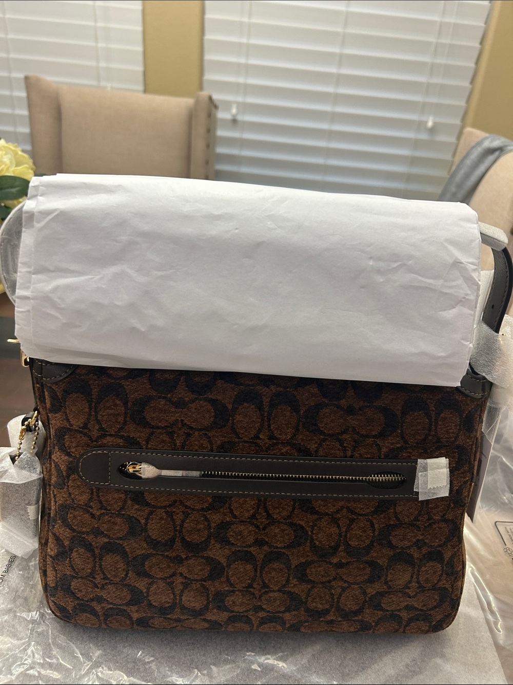 NWT Coach Large Etta Shoulder Bag in Chenille. CCE58 IM/Truffle - Picture 3 of 7